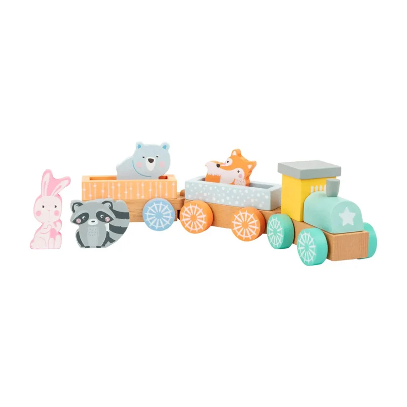 Holzeisenbahn "Pastell" mit Tieren