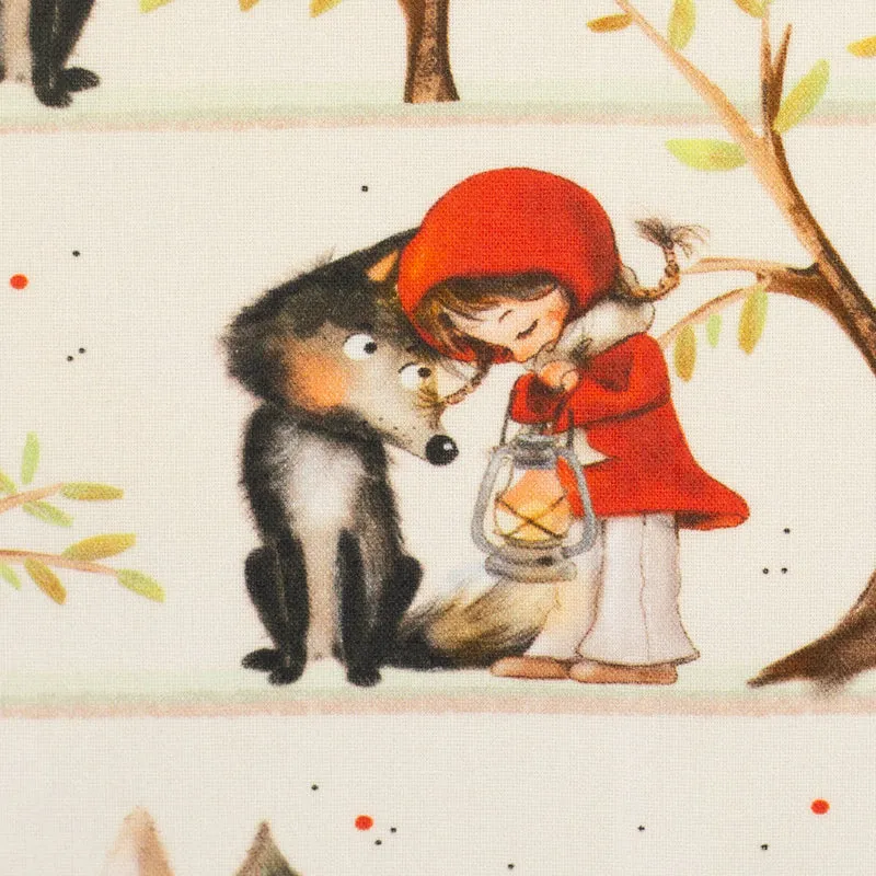 Baumwoll Webware Fairy Tale mit Roten Käppchen - 010 natur