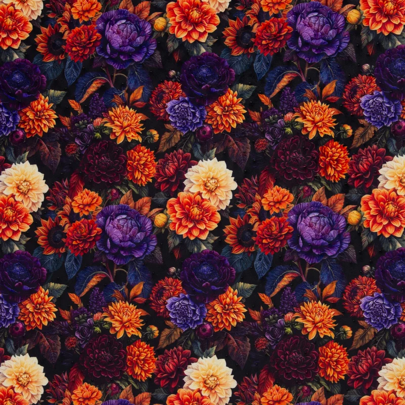 Steppsamt mit Punktprägung Samos Blumen - Design 2