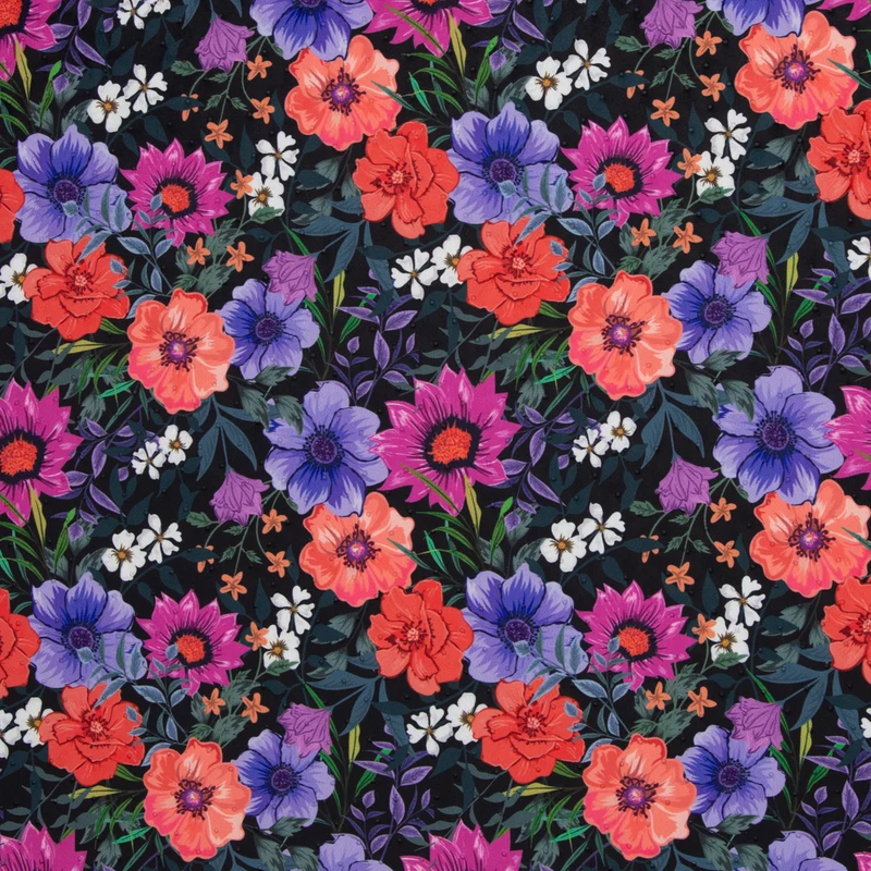 Steppsamt mit Punktprägung Samos Blumen - Design 1