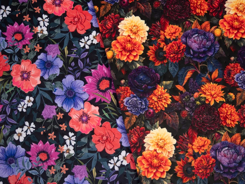 Steppsamt mit Punktprägung Samos Blumen - Design 1