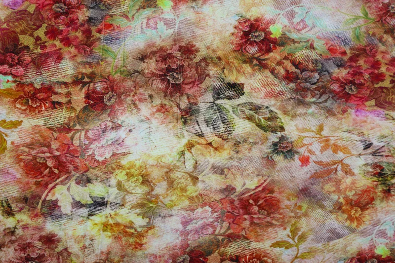 Viskosejersey Renaissance Flowers - rot/bunt