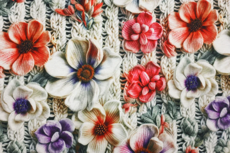 Alpenfleece Digital Knitted & Flowers - Design 2