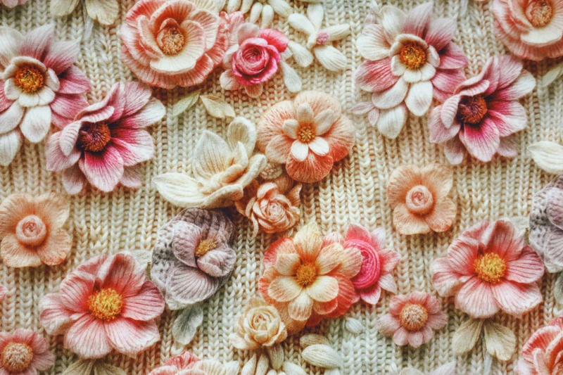 Alpenfleece Digital Knitted & Flowers - Design 1