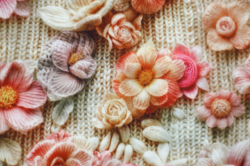 Alpenfleece Digital Knitted & Flowers - Design 1