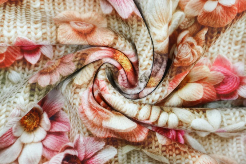 Alpenfleece Digital Knitted & Flowers - Design 1