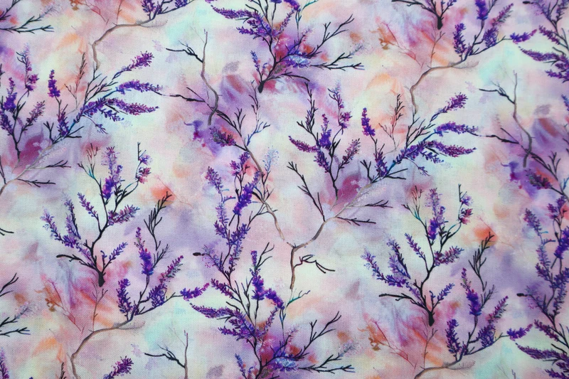 Viskosestoff Digital Batik Leaves SH