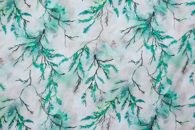 Viskosestoff Digital Batik Leaves SH
