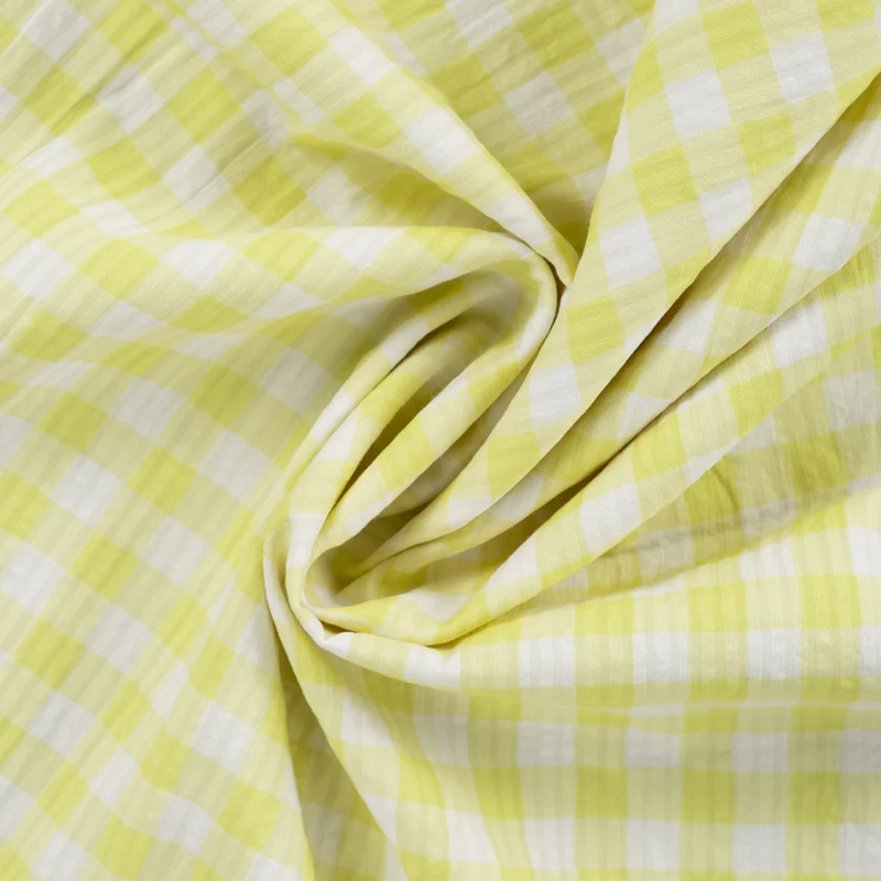 Seersucker Yellow Check by Qjutie