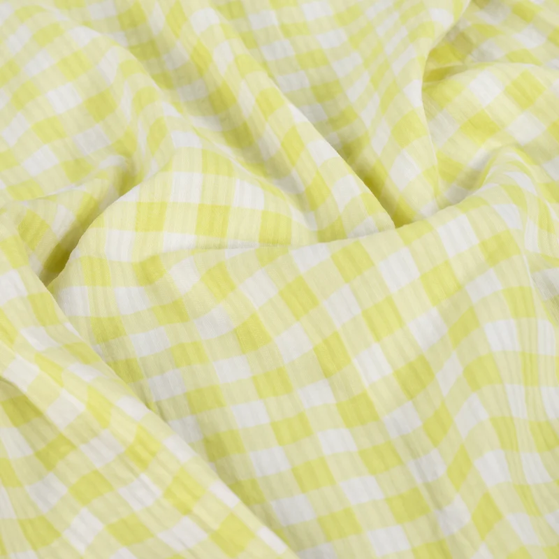 Seersucker Yellow Check by Qjutie