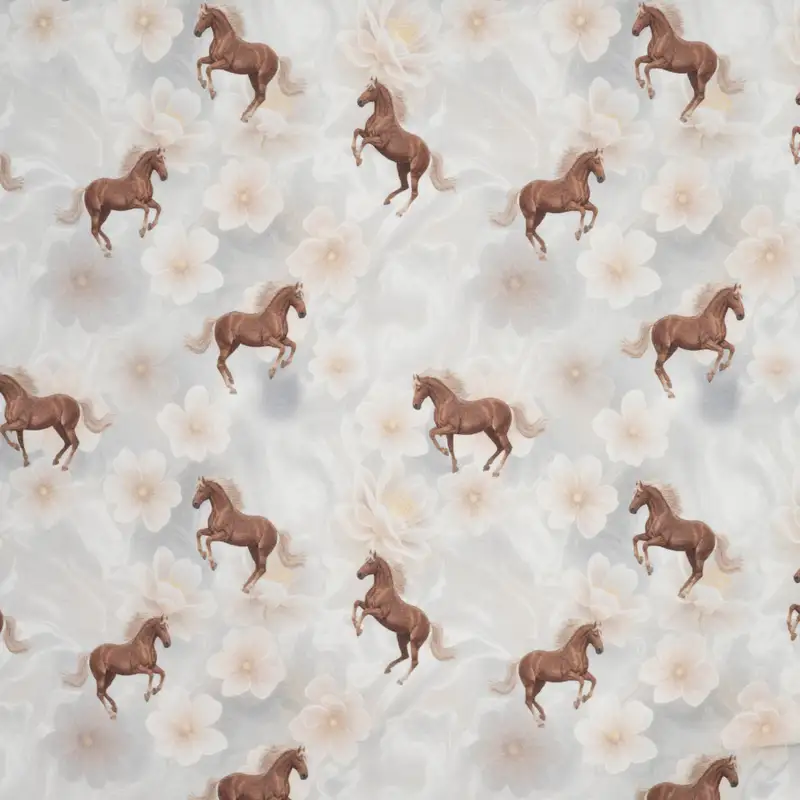 Baumwolljersey Digital Horses & Flowers