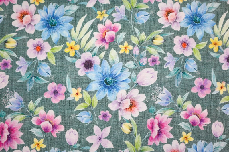 Dekostoff Digital Bunte Blüten