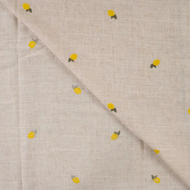 Bestickter Viskose Leinen Lemon