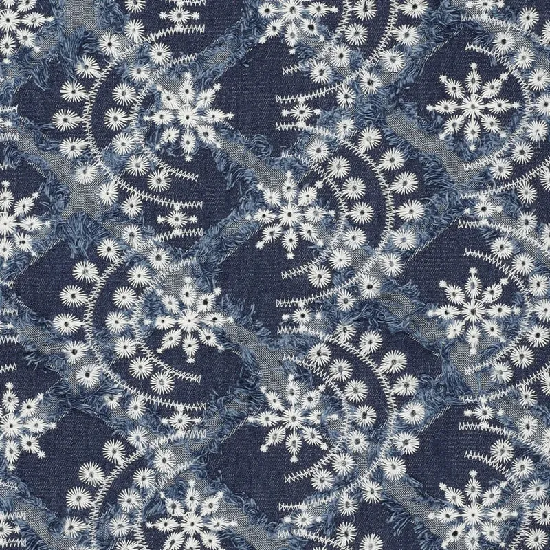 Jeansstoff Lochstickerei Fera