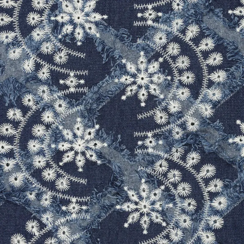 Jeansstoff Lochstickerei Fera