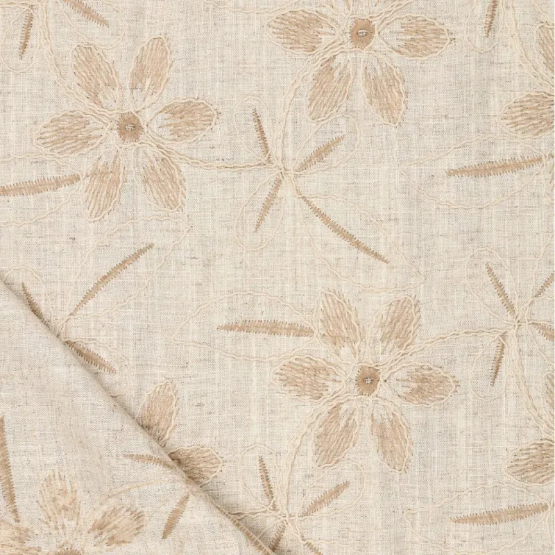 Bestickter Viskose Leinen Desert Flowers