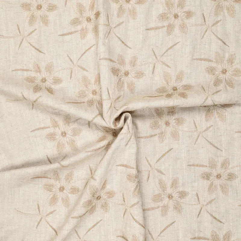 Bestickter Viskose Leinen Desert Flowers