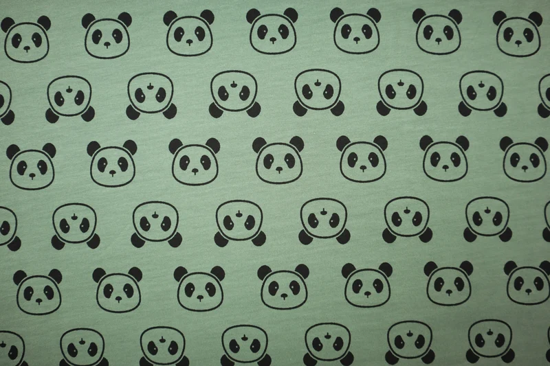 Baumwolljersey Cute Panda - grün