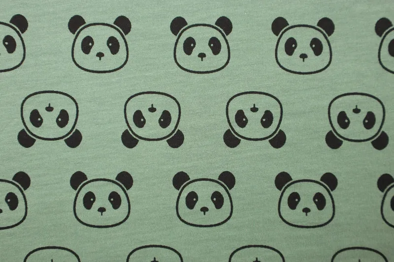 Baumwolljersey Cute Panda - grün