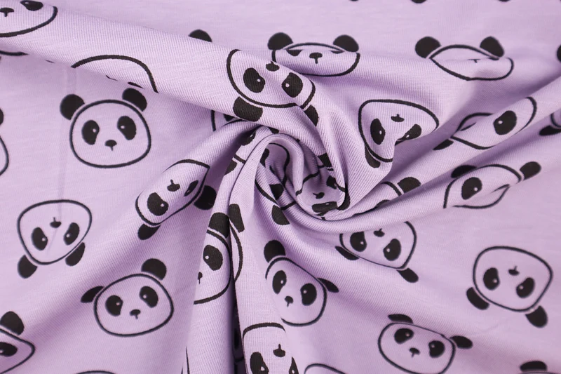 Baumwolljersey Cute Panda - flieder