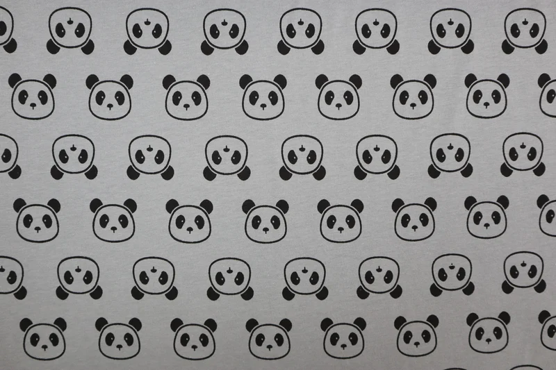 Baumwolljersey Cute Panda - grau