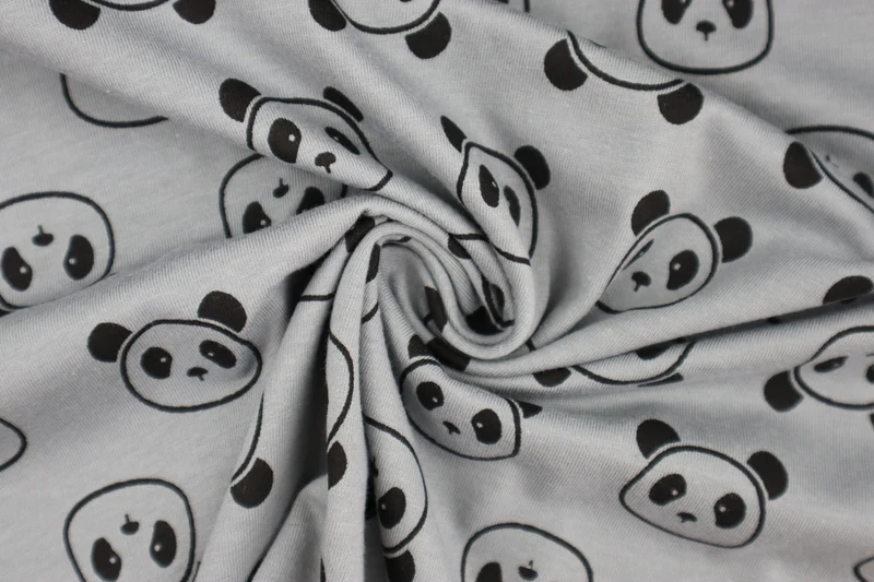 Baumwolljersey Cute Panda - grau