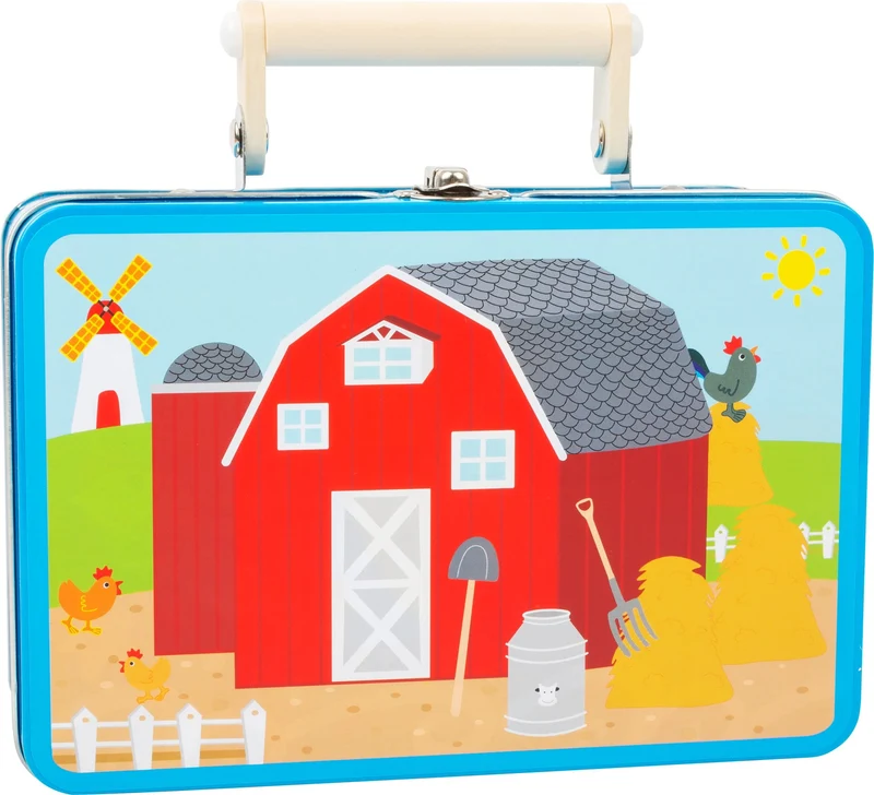 Spielset Bauernhof im Koffer mit Puzzle und Holzfiguren