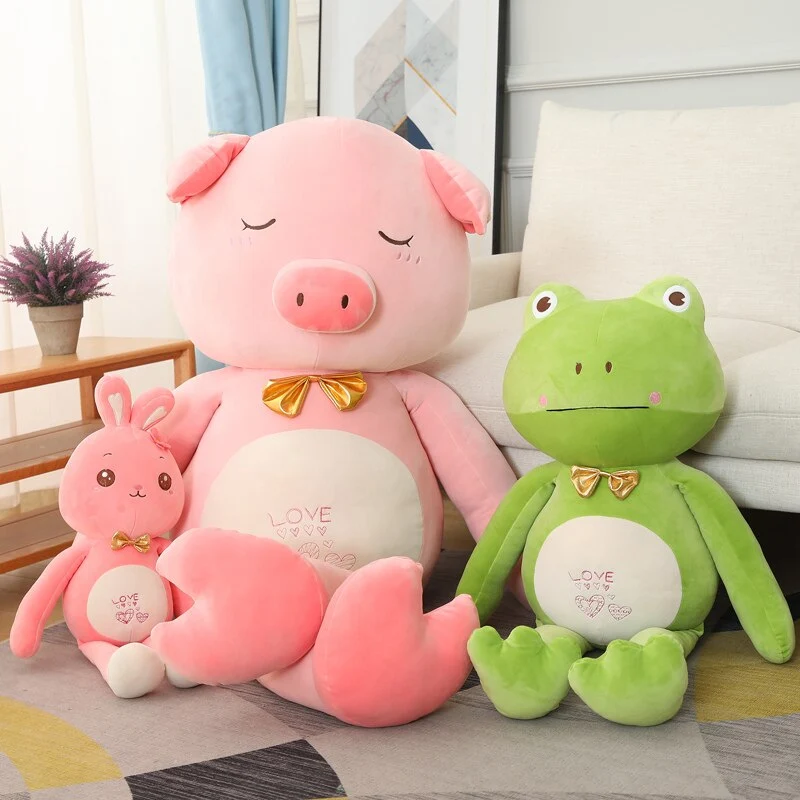 Tolle Comic Kuscheltiere - Frosch, Schwein, Hase oder Pferd (55cm oder 90cm)