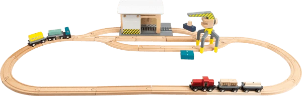 Holzeisenbahn "Güter-Bahnhof" inklusive Zubehör