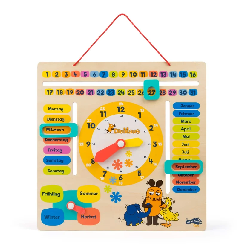 „Die Maus“ Lernuhr mit Kalender – spielerisch Zeit verstehen