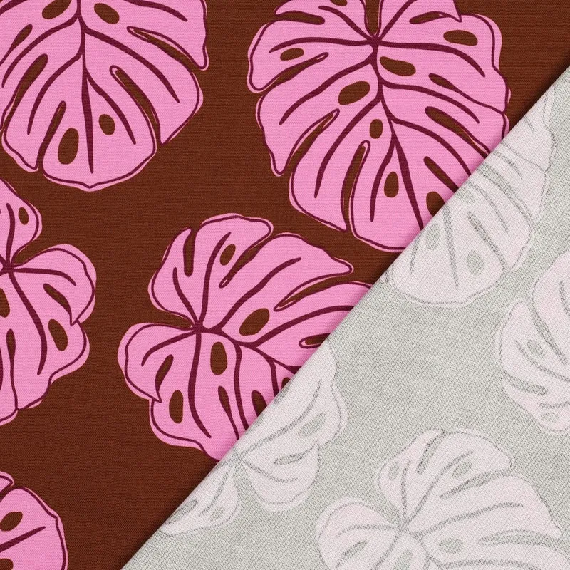 Canvas Leaves pink/braun