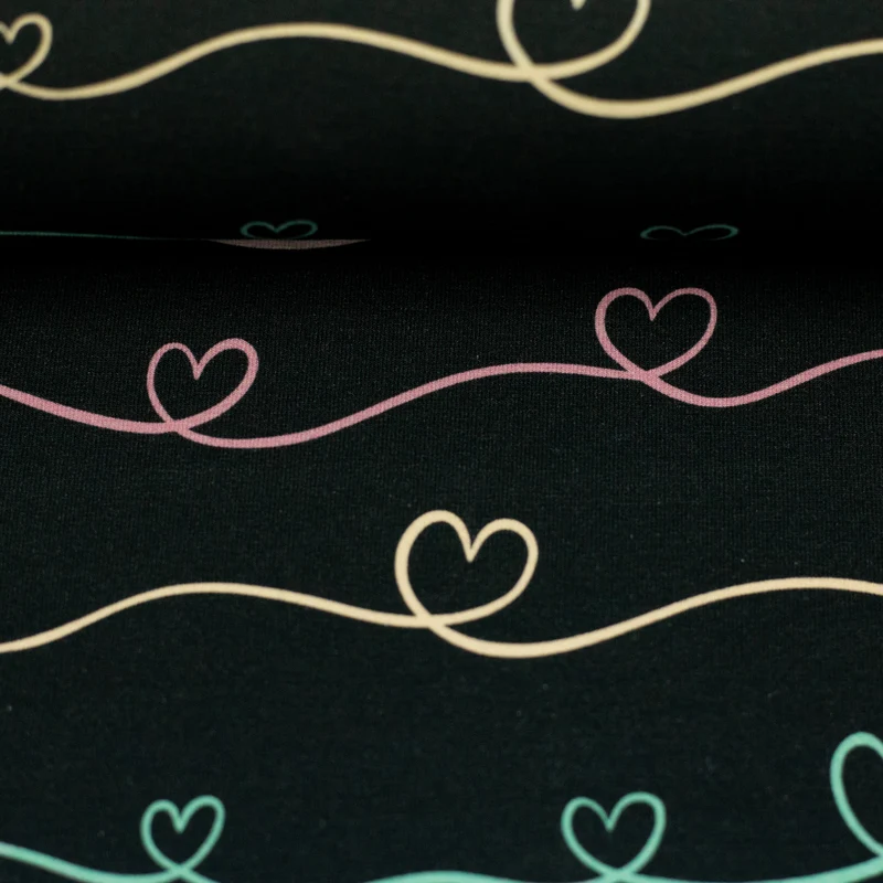 Baumwolljersey Scribble Hearts by Mrs Mint Design