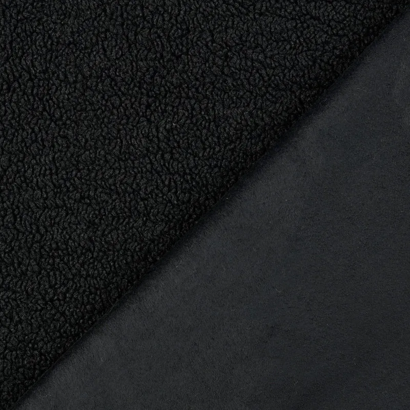 Teddyfleece mit Suedeabseite - schwarz