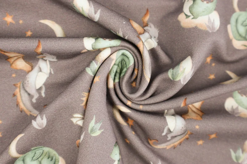 French Terry Cute Dragon - taupe