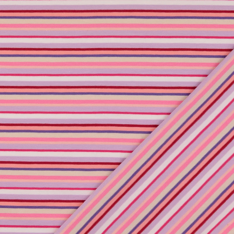 Baumwolljersey Campan Streifen - rosa