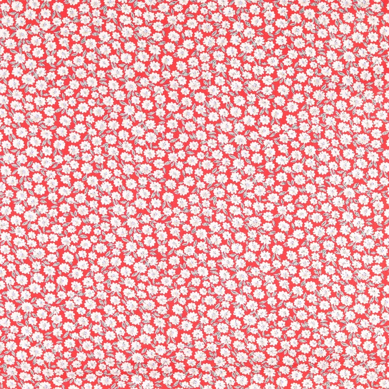 Baumwoll Popeline Streublümchen - rot