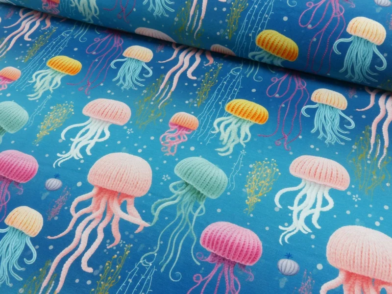 Baumwolljersey Digital Jellyfish
