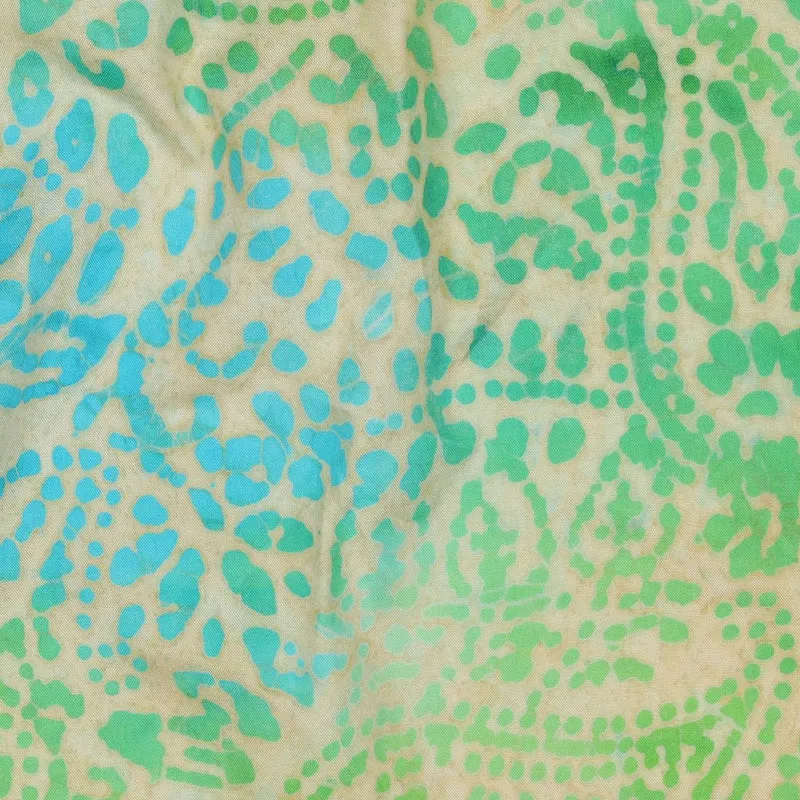 Handgefertigte Batik Viskose - hellgrün/türkis