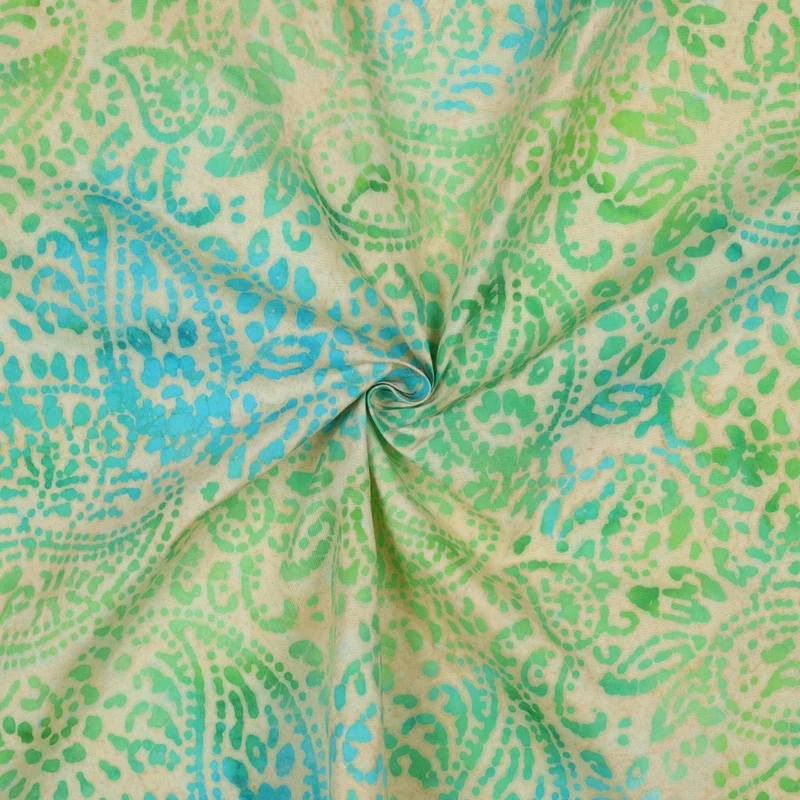 Handgefertigte Batik Viskose - hellgrün/türkis