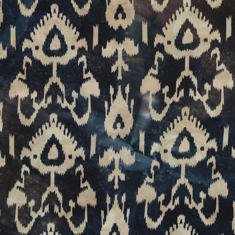 Handgefertigte Batik Baumwolle - marine/sand