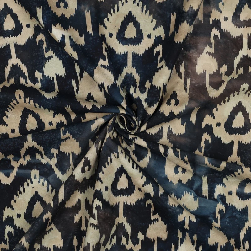 Handgefertigte Batik Baumwolle - marine/sand