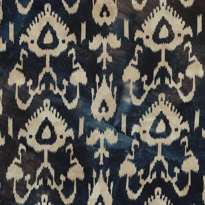 Handgefertigte Batik Baumwolle - marine/sand