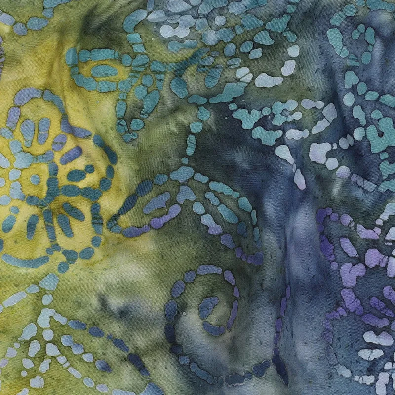 Handgefertigte Batik Baumwolle - hellgrün/blau