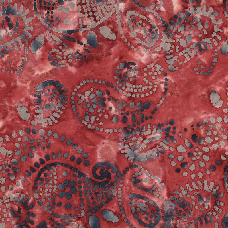 Handgefertigte Batik Baumwolle - dunkelrot