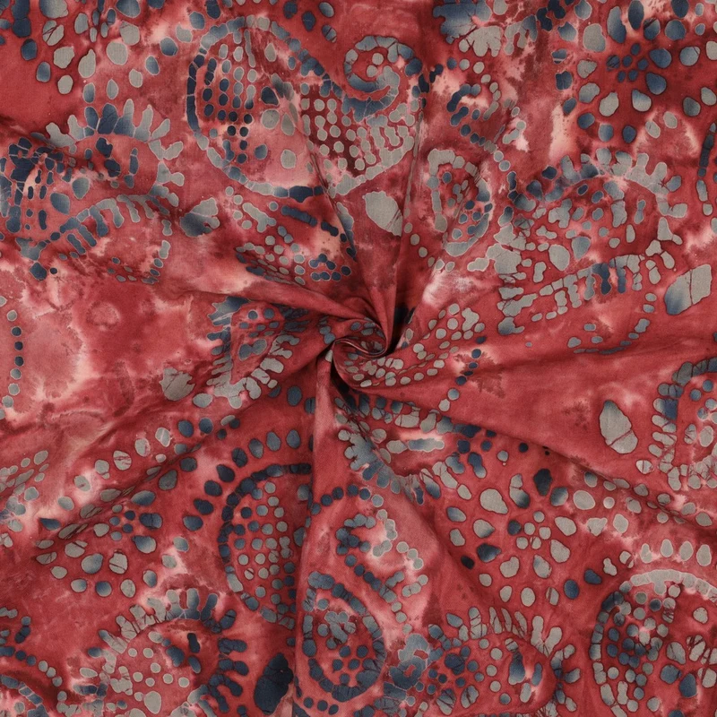 Handgefertigte Batik Baumwolle - dunkelrot