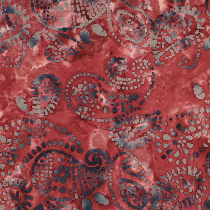Handgefertigte Batik Baumwolle - dunkelrot