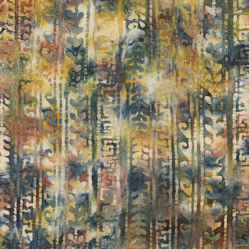 Handgefertigte Batik Baumwolle - gelb/grün