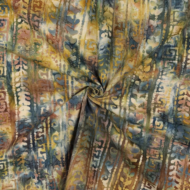 Handgefertigte Batik Baumwolle - gelb/grün