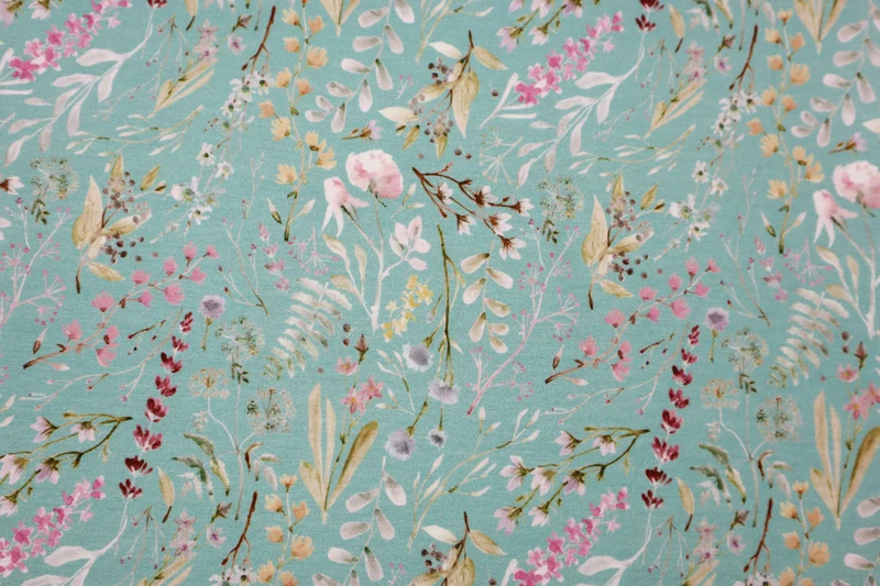 Viskosejersey Blumenwiese - mint