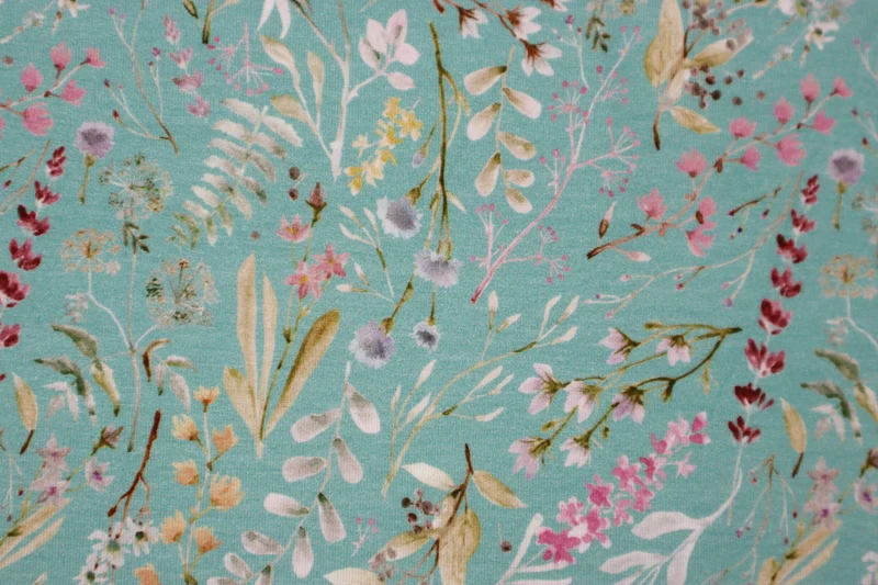 Viskosejersey Blumenwiese - mint